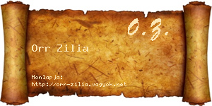 Orr Zilia névjegykártya